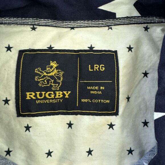 Rugby Large Blue Stars Short Sleeve‎ Button Up Men's Shirt - Picture 3 of 5